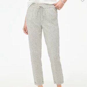 J.Crew Womens Striped Linen Cotton Drawstring Pants White Gray Size 0 AY192